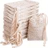 Упаковка из 20 натуральных сизалевых мешочков для экономии мыла, отшелушивающие сетчатые мешочки, неароматизированные пенящиеся мыльные куски для душа, средство для сушки ванны