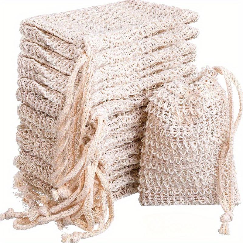 Упаковка из 20 натуральных сизалевых мешочков для экономии мыла, отшелушивающие сетчатые мешочки, неароматизированные пенящиеся мыльные куски для душа, средство для сушки ванны