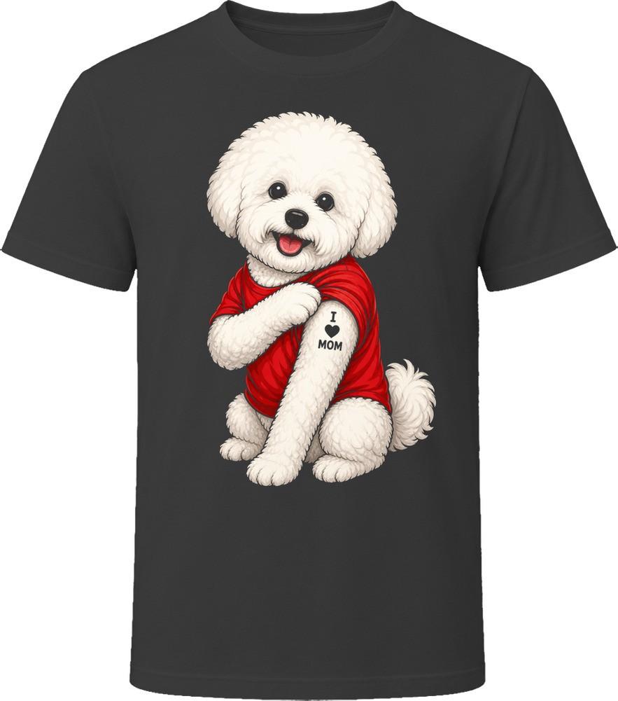 Bichon Frise Dog I Love Mom Tattoo Cute Dog Dad Gift T Shirt