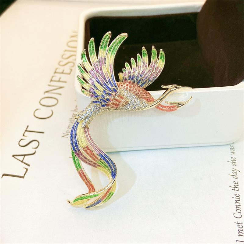 Pinkdudu Romantic 3 Color Phoenix Ancient Style Brooch Retro Luxury Charming Mythical Creature Brooch Pin for Women PD1223