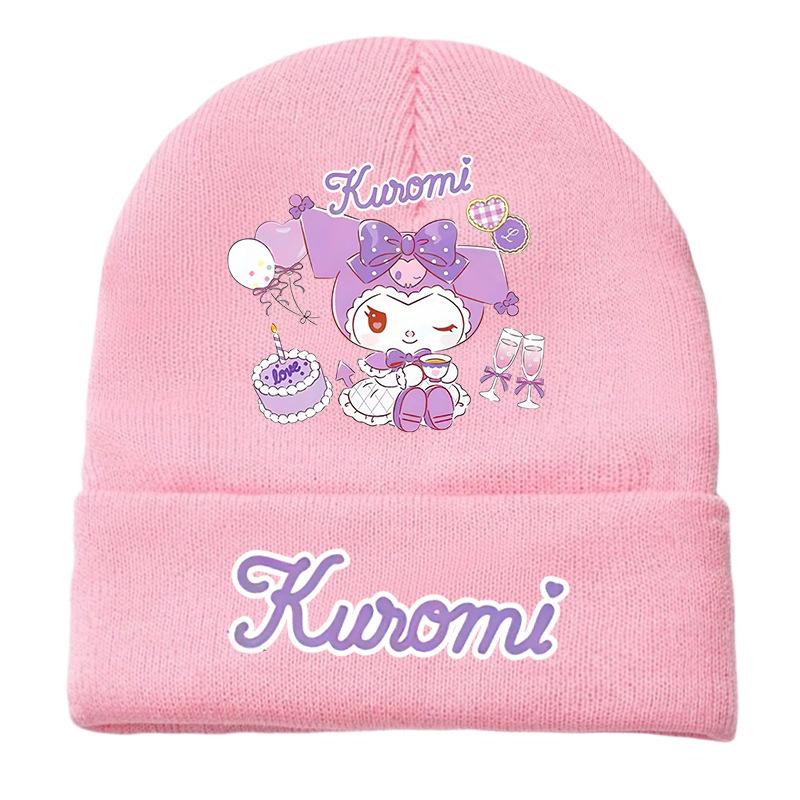 Унисекс теплая вязаная шапка серии Kuromi для подростков
