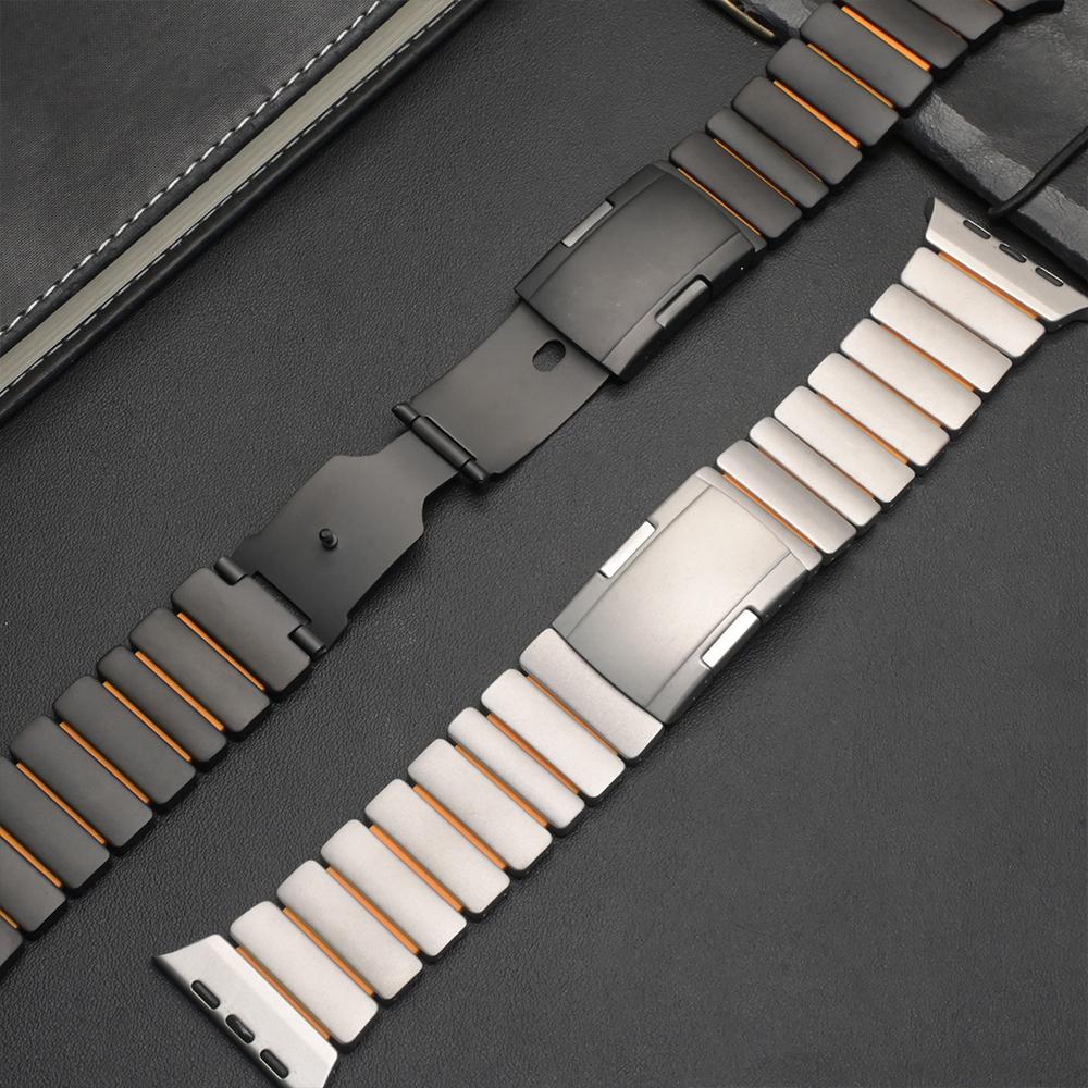 Титановый силиконовый ремешок для Apple Watch Ultra 3 2 49 мм Серии 11 10 46 мм Роскошный браслет для iwatch 9 8 7 6 5 SE 45 мм 44 мм Ремешок