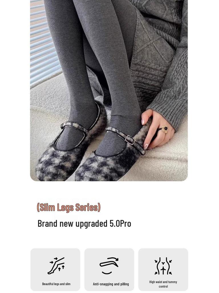 Женские флисовые утягивающие колготки - Вертикальная полоска, Микро-давление, Универсальный японский стиль, Леггинсы на осень/зиму