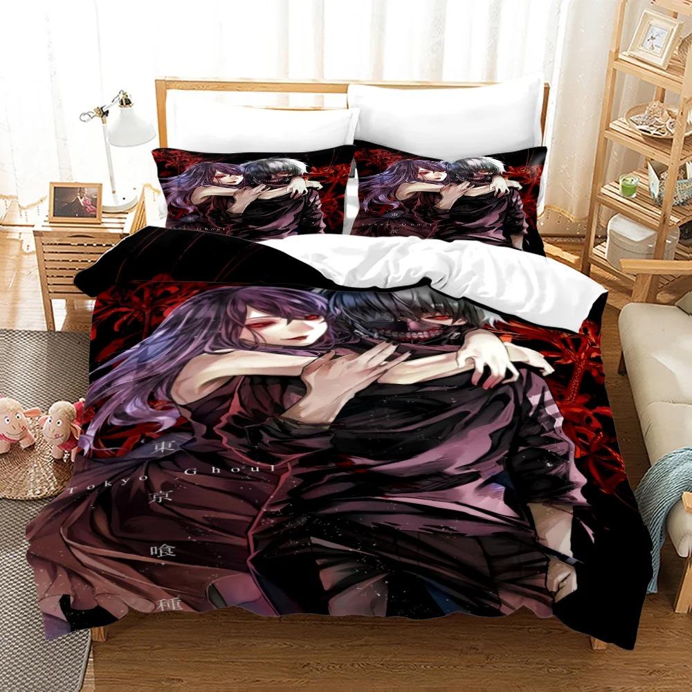 Comforter Tokyo Ghoul Bedding Set Single Twin Full Queen King Size Hip Hop Anime Bed Set Teenager Bedroom S 3D Print 02