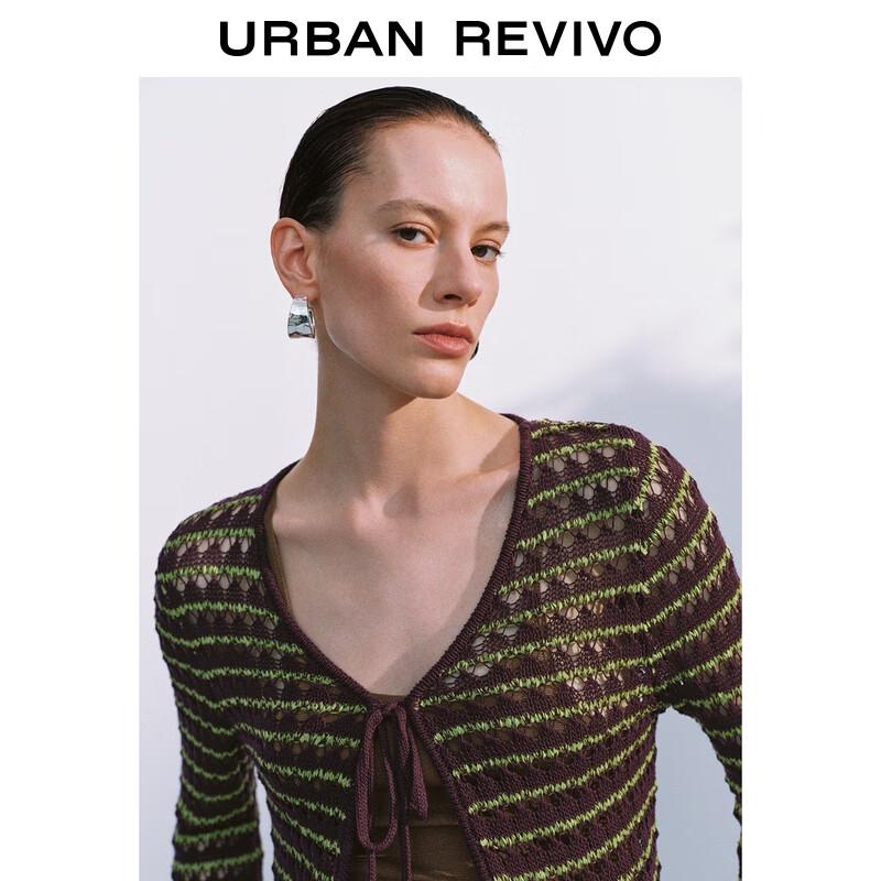 UR Women's Retro V-Neck Tie-Waist Knit Cardigan