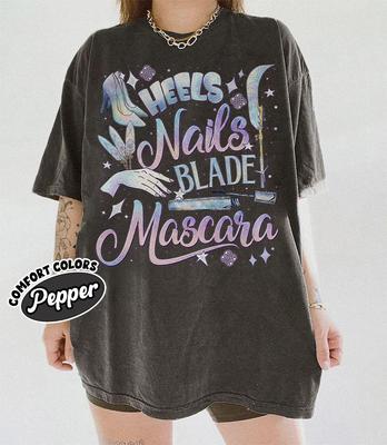 Каблуки Ногти Лезвие Тушь Комфортные Цвета Рубашка Huntrix Girl Футболка Охотники на Демонов Рубашка Фанатка Huntrix Футболка Mira