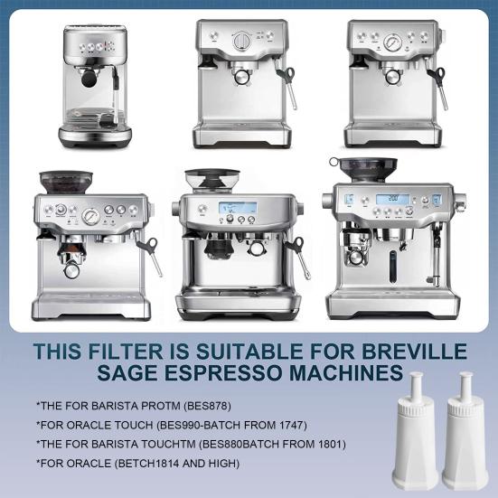 2Pcs Water Filter for Breville Claro Replacement Filter for Barista Bambino Enhance Coffee Taste Compatible with BES008