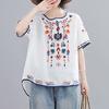 Футболка с вышивкой, свободная женская блузка большого размера с короткими рукавами в национальном стиле