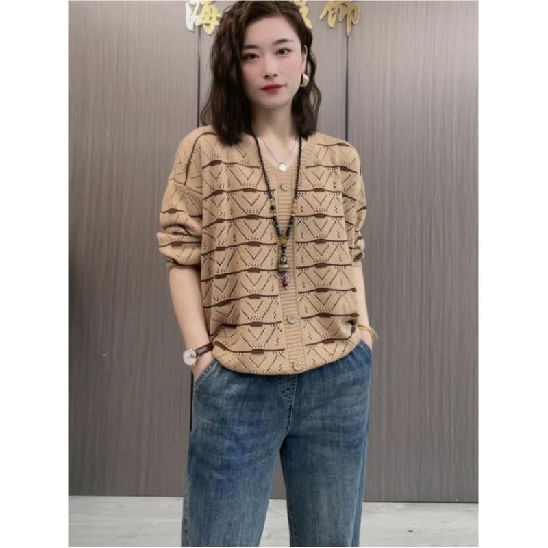 Женская свободная повседневная трикотажная рубашка с V-образным вырезом на весну и лето, персонализированные дышащие топы с вырезами