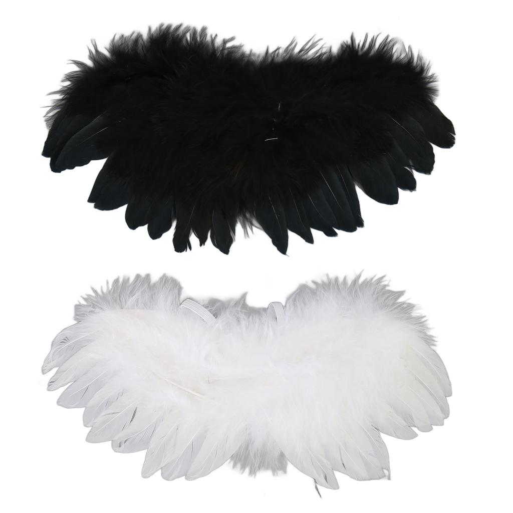 2Pcs Ball Joint Doll Feather Wings Black and White Soft Comfortable for 1 3 1 4 1 6 Dolls