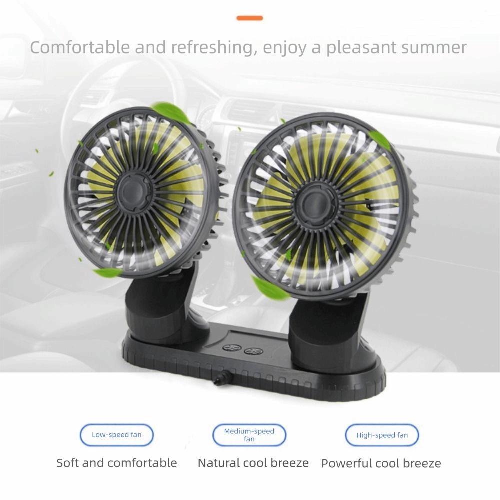 Low Noise Universal Cooling Fan 360° Rotatable Dashboard Air Circulator Fan Dual Head Fan Desktop