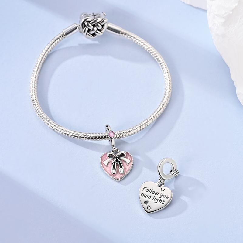 Original Family Boy Girl Charm Beads 925 Silver Clover Heart Blue Palm Luminous Pink Charms Fit Bracelet DIY Jewelry Woman Gifts