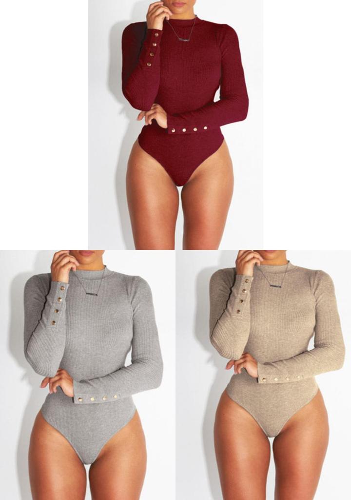Premium Quality Long Sleeve Basic Jersey Bodysuit For Effortless Versatility