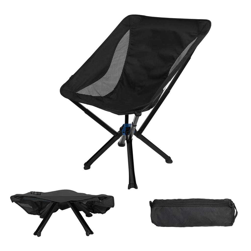 Fundango Outdoor Camping High Load Capacity Sports Black Chair, Compact, Foldable, Lightweight, One-touch Chair, Back, Portable, Simple, 150kg, Day,