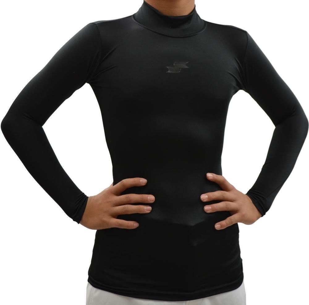 SSK Baseball Junior Fitted High Long Sleeve Size BU1516HLJ Undershirt, Neck, (90), Black, 160,