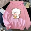 Толстовка с капюшоном Peach and Goma для женщин Harajuku Cute Kawaii Cat Boba Milk Tea Hoodies Unisex Autumn Winter Funny Graphic Hooded Hooded Hoody