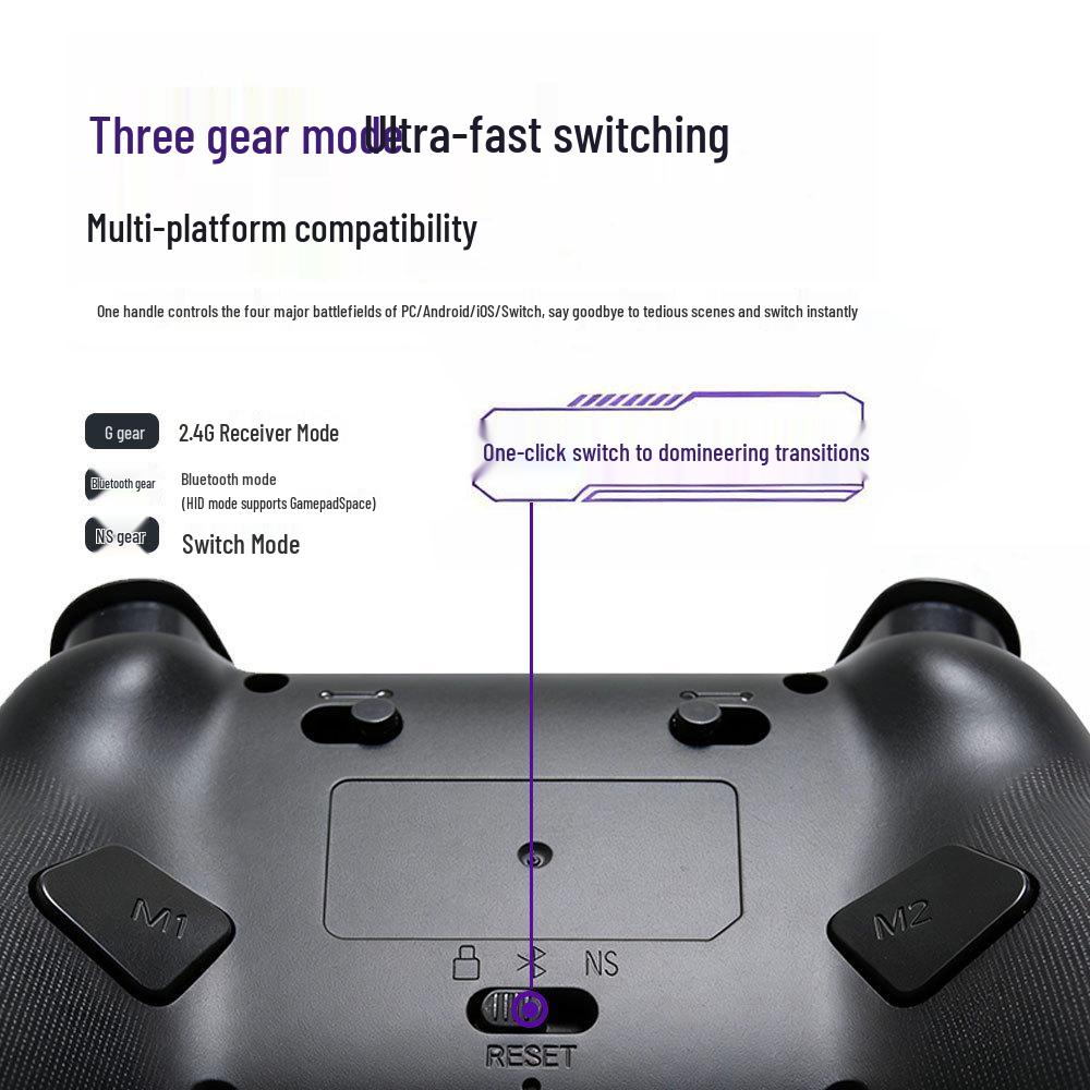 Игровой контроллер Bluetooth: Соматосенсорная вибрация и макросы, Совместимо с ПК, Steam, джойстиком Hall
