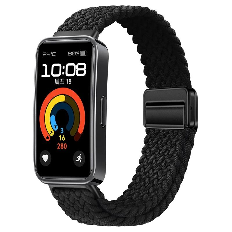 Нейлоновый ремешок для Huawei Band 10 9 8 Плетеный удобный Магнитная застежка Регулируемый ремешок для часов Аксессуары для Huanwei Band 10/9/8 Ремешок