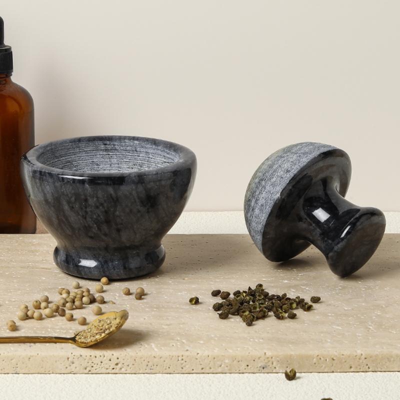 Мраморная мельница из натурального камня, креативная банка для измельчения чесночного порошка, ручная бытовая кухонная легкая роскошная ступка для таблеток с перцем