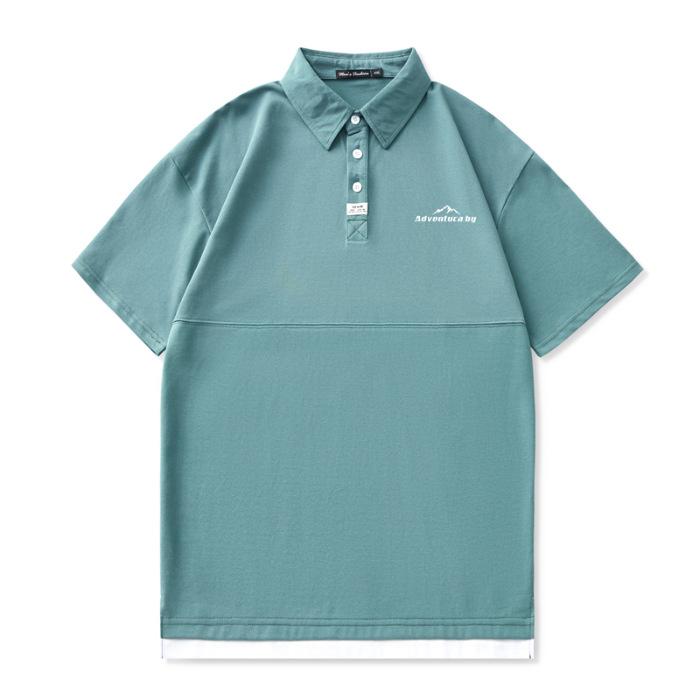 Мужская летняя новая свободная футболка-поло с коротким рукавом, мужская тонкая футболка с коротким рукавом и лацканом