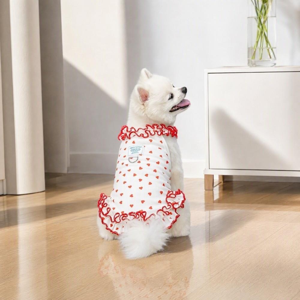 Red Love Heart Dots Cat Puppy Vest Cat Costume Kittens Clothing Dog Cat Clothes Recovery Suits