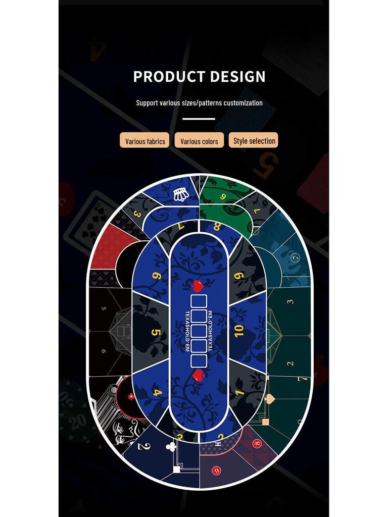 Коврик для покерного стола Texas Hold'em Silent Non-slip - утолщенная ткань для карточек для семейных вечеринок, в стиле TikTok, очень большой