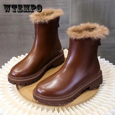 Ботинки. Женская зимняя повседневная обувь. Универсальные короткие сапоги из флиса на толстой подошве красного цвета.