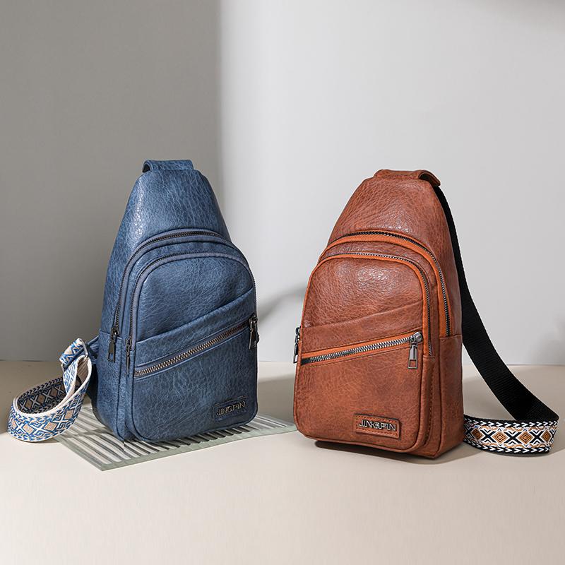 Женская кожаная нагрудная сумка, однотонная сумка через плечо, поясная сумка с цветными бретелями