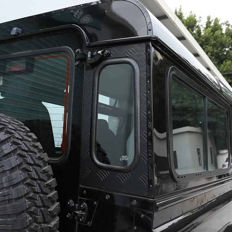 2 шт., черная защитная пластина для стекла задней двери из алюминиевого сплава автомобиля, боковое окно для Land Rover Defender 2004-2018, экстерьер