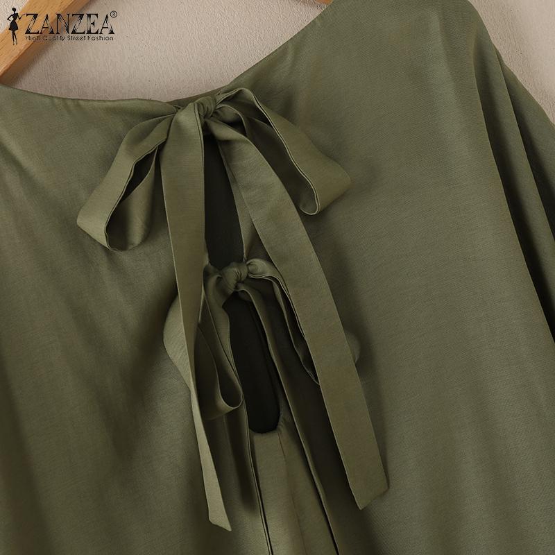 ZANZEA Женская повседневная блузка с круглым вырезом и рукавом 3/4