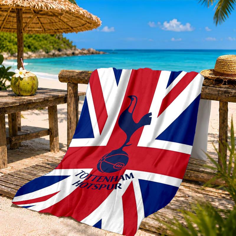 Tottenham Crest Design Printed Microfiber Beach Towel, Soft And Absorbent, Quick-Dry, Ideal for Summer Travel, Beach Essential, Swimming Pool