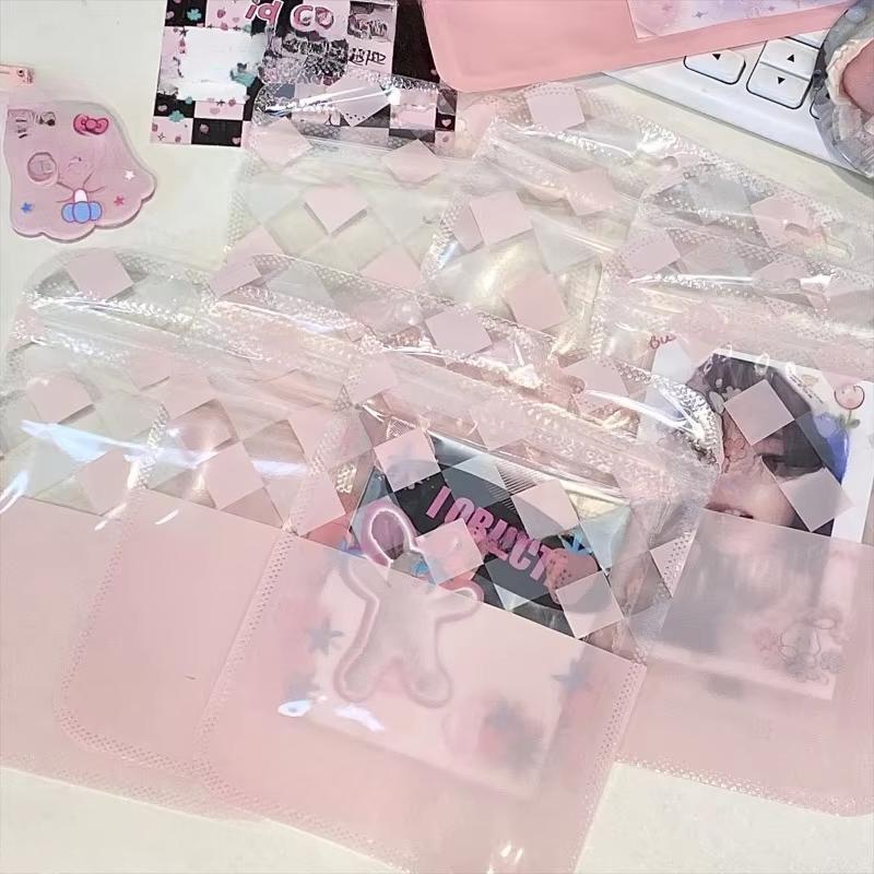 10 шт. симпатичный розовый сетчатый прозрачный пакет с застежкой-молнией Kpop Star 3 дюйма фотокарточка упаковочный материал кавайный конфетный цвет подарочный пакет