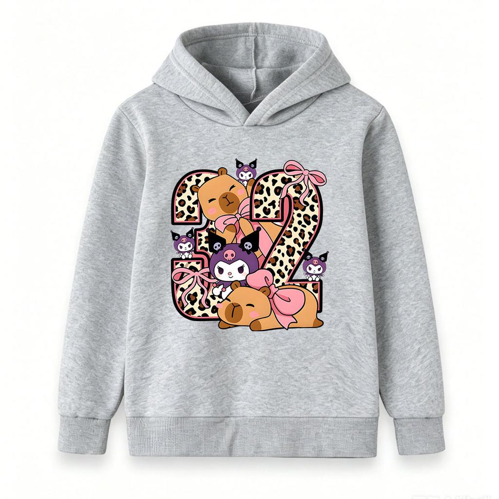 Kids Boys Girls Cute Cartoon Print Hoodie, Casual Leopard Number Pattern Pullover Sweatshirt with Adorable Animal Character, Soft Warm Long Sleeve Top