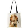 Women Handbag Linen Totes with Dog Print Casual Traveling Beach Gift Bags CLE
