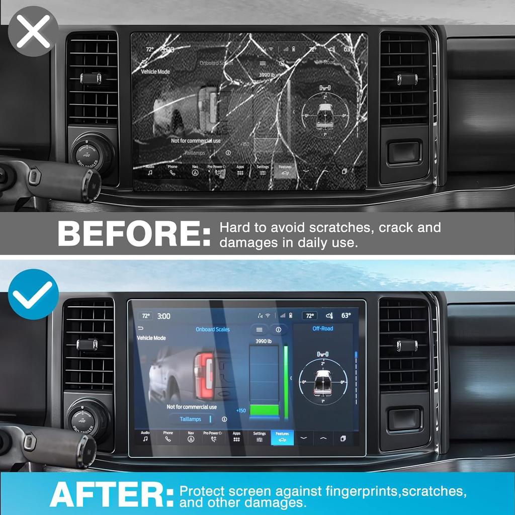 Защитная пленка для экрана Karltys, 2 шт. для Ford Super Duty F-250 F-350 F-450 2023 2024, 12-дюймовый сенсорный экран, аксессуары из закаленного стекла с твердостью 9H, автомобиль