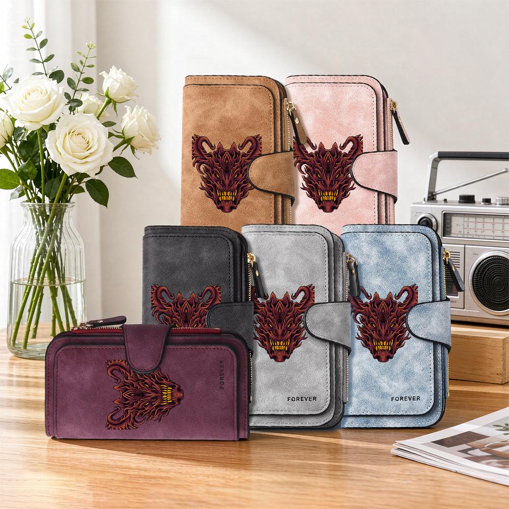 Gothic Demon Pattern Long Wallet Forever Design Multi Slot Card Holder Purse