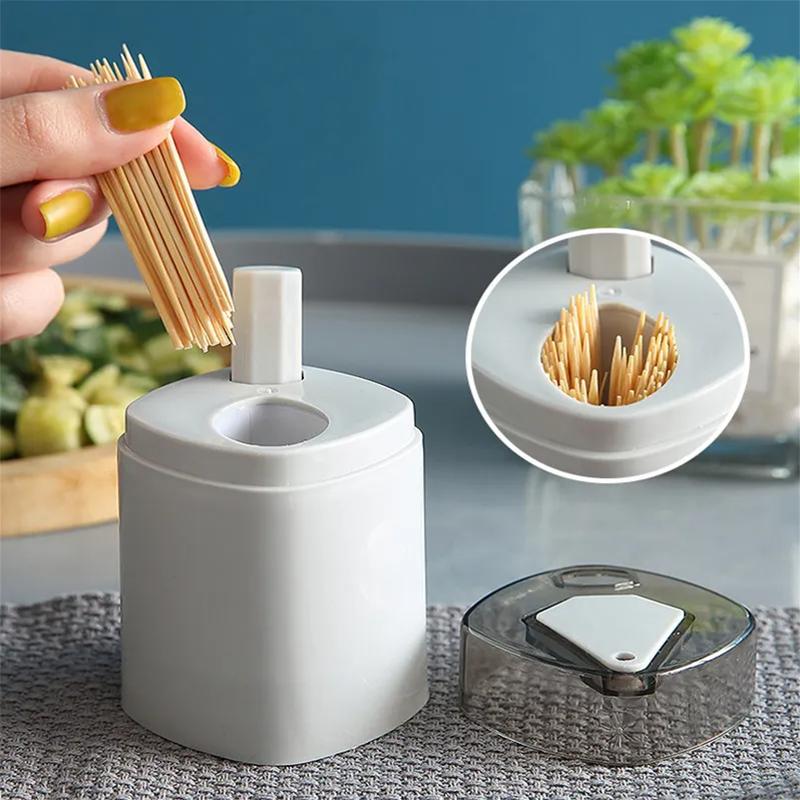 1pcs Automatic Toothpick Box Press Out of The Sign Home Wheat Straw Toothpick Holder Container Portable Pop-Up Toothpick Dispenser KTY