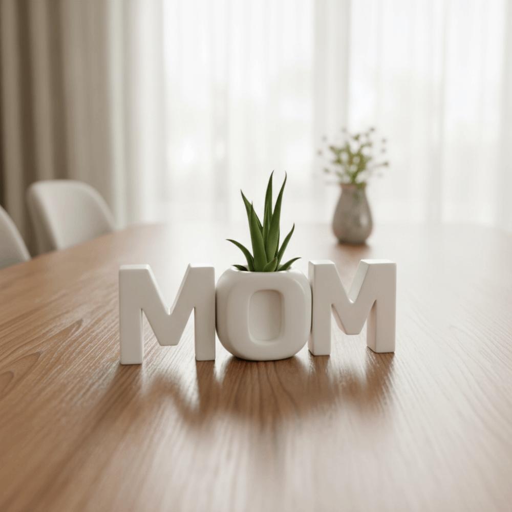 MOM Mom Miniature Decoration Mom Flowerpot Shape Hollow Letters Models Desk Decor