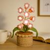 Lily of The Valley Lamp Crochet Artificial Flower Night Light Handmade Potted Plant Table Lamp for Women Wife Girlfriend Birthday Christmas Valentine