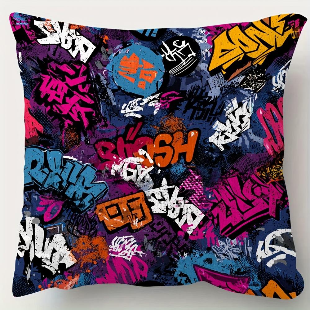 pc Short Plush Decorative Pillowcase with Graffiti Art Journal Seamless Pattern Modern Teacher Classroom Street School Appar