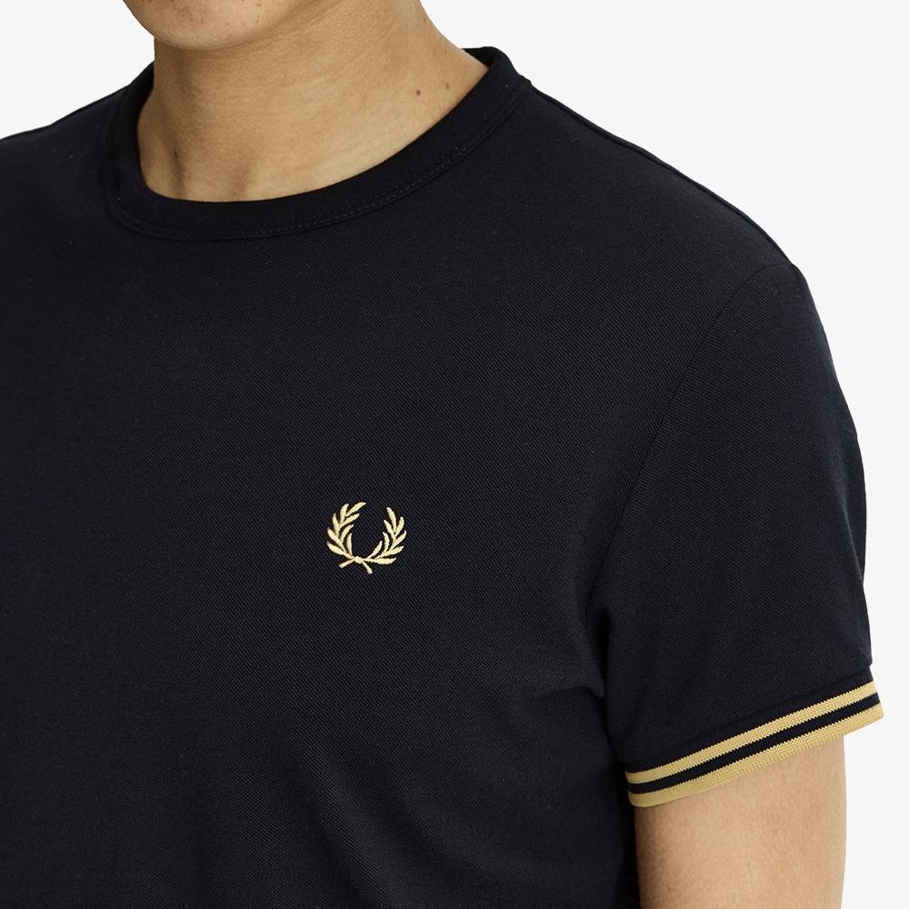 FRED PERRY [Womens] Tipped Pique T-Shirt - Black/Champagne Afpf2612171-90A