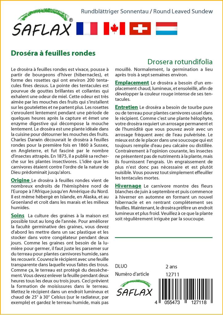 SAFLAX Росянка круглолистная - 50 семян - Drosera rotundifolia