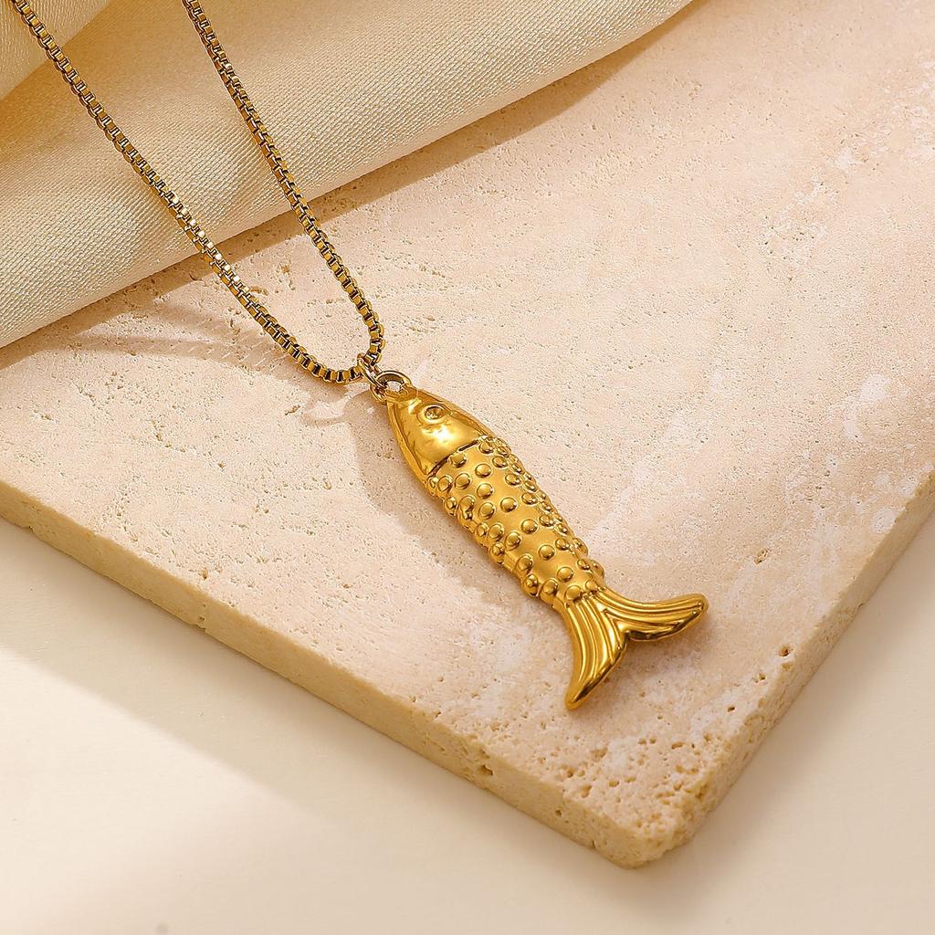 Amazon Beauty Самая продаваемая подвеска в виде маленькой рыбки из нержавеющей стали, ожерелье, личность, мода, высокое качество, простая цепочка на ключицу с рыбкой