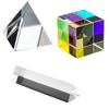 Quikaboo Prism Triangular Optical Glass Triangular Teaching Tool Triangular Set, Mirror, Prism, Rainbow-Making Prism, Cube, Rainbow, (15cm Prism)