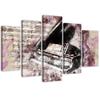 Five Piece Picture Canvas Print Piano Abstract Purple Vintage