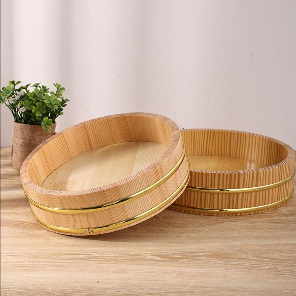 Reusable Rice Sushi Bowl Bucket Tub Rustic Round Tray Japanese Steamer Barrel Food Serving