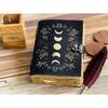 Sun Moon Leather Journal For Men Women  of Antique Hademade Decle Edge Pepar Leather Traveling Sketchbook For Men Women