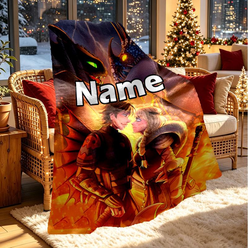 Custom Name Personalized How to Train Your Dragon Print Blanket, Home Decor, Bedroom, Sofa, Camping, Couch, Gifts for Birthday Christmas