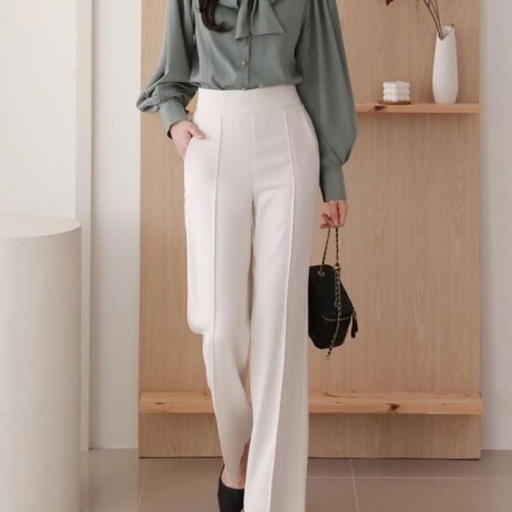 Style Latte Women Straight Fit High Waist Wide Pants Long Slacks