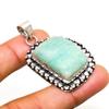 Amazonite Gemstone Handmade 925 Silver Plated Jewelry Pendant 1.70"